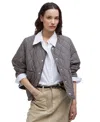 Barbour Check Monroe Quilt Jacket In Navy,sand Gingham