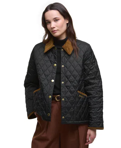 Barbour Nylon Quilted Single Breasted Coat In Black