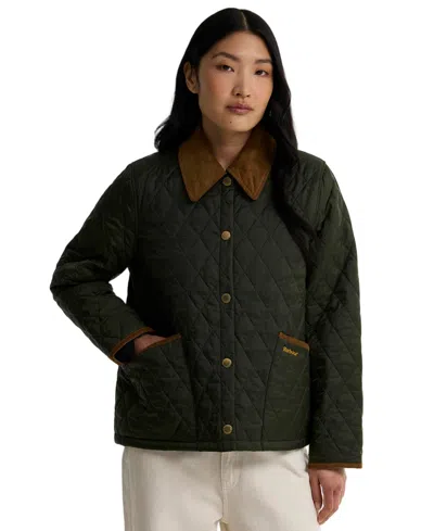 Barbour Liddesdal Corduroy-trimmed Quilted Shell Jacket In Green