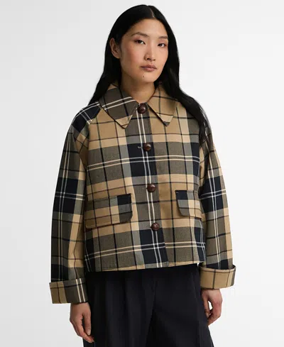 Barbour Delilah Checked Showerproof Jacket In Neutral
