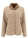Barbour Corduroy Collar Quilted Jacket In Beige