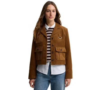 Barbour Women's Emmy Corduroy Utility Cropped Jacket In Brown