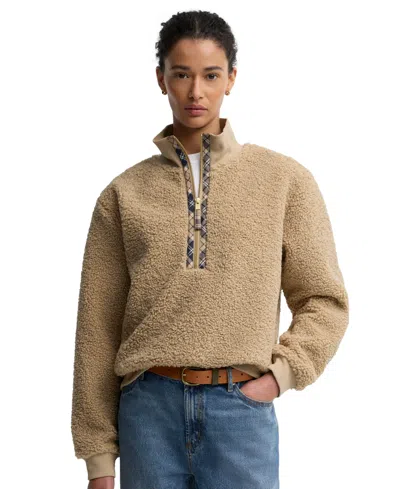 Barbour Women's Fawne Quarter-zip Fleece Sweatshirt In Nude