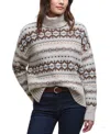 Barbour Helen Fair Isle Wool Blend Turtleneck Tunic Sweater In Brown
