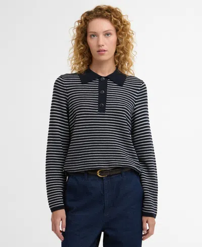 Barbour Inez Stripe Polo Sweater In Black