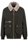 Barbour Womens Archive Olive Maxine Faux-fur-collar Waxed-cotton Jacket In Green