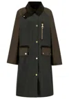 Barbour Singled Breasted Zip Detailed Coat In Green