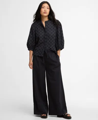 Barbour Women's Josie Wide-leg Deep Cuff Trousers In Blue