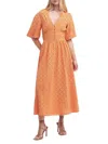Barbour Kelley Eyelet Cotton Midi Dress In Orange