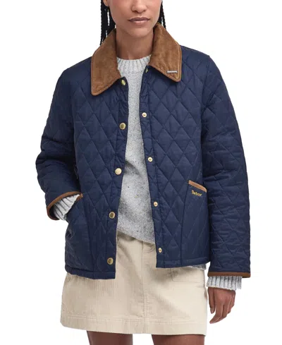 Barbour 30th Anniversary Cropped Liddesdale Womens Quilt In Blue