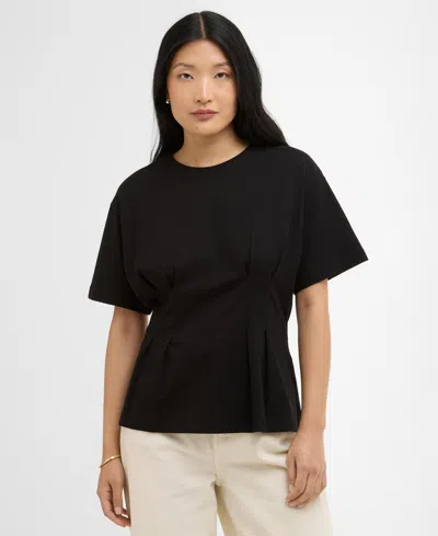 Barbour Women's Liza Pleated Waist Crewneck T-shirt In Black