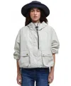 Shop Barbour Women's Mae Hooded Showerproof Blouson Jacket In Stone,ancient Tartan
