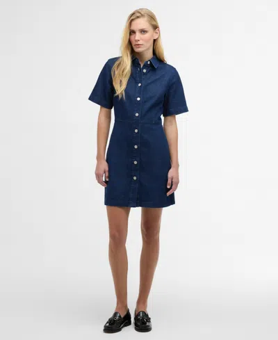 Barbour Women's Maia Pointed-collar Mini Denim Dress In Blue