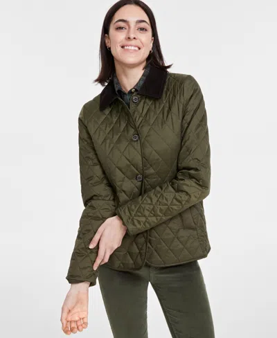 Barbour Annandale Corduroy-trimmed Quilted Shell Jacket In Green