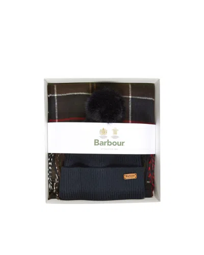 Barbour Women's Plaid Scarf And Pom Beanie Gift Set In Classic Tartan