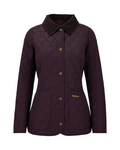 Barbour Women's Quilted Snap-front Jacket With Corduroy Collar In Black Cherry