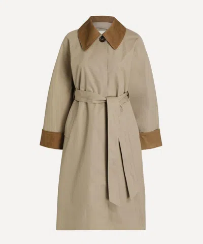 Barbour Reagan Belted Corduroy-trimmed Cotton-blend Twill Trench Coat In Neutral