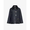 BARBOUR BARBOUR WOMEN'S ROYAL VY KELBURN CORDUROY-COLLAR REGULAR-FIT WAXED-COTTON JACKET