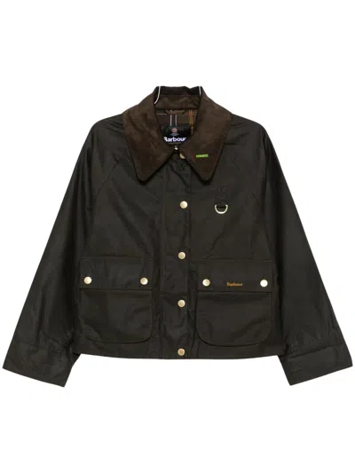 Barbour Women's Waxed Cotton Jacket With Corduroy Collar In Brown