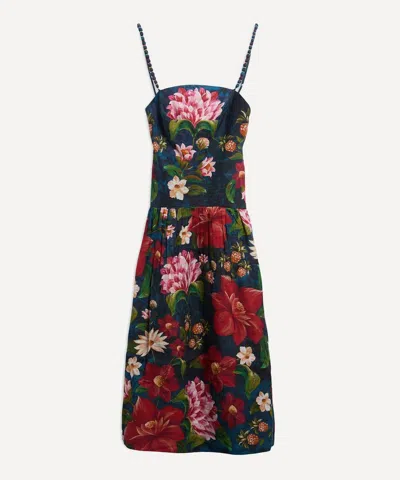 Barbour X Farm Rio Midi Wild Flower Floral-print Beaded-strap Dress In Multi