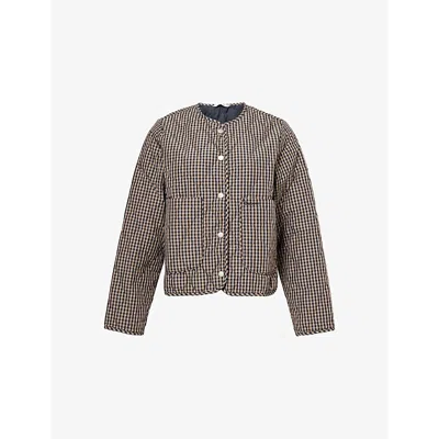Barbour Womens Check Monroe Quilted Shell Jacket Navy Sand Gingham