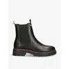 Barbour Womens Black Evie Logo-plaque Leather Ankle Boots In Black