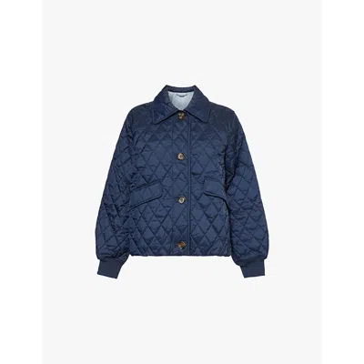 Barbour Womens  X Alexa Chung Jamie Cropped Quilted Shell Jacket In Navy