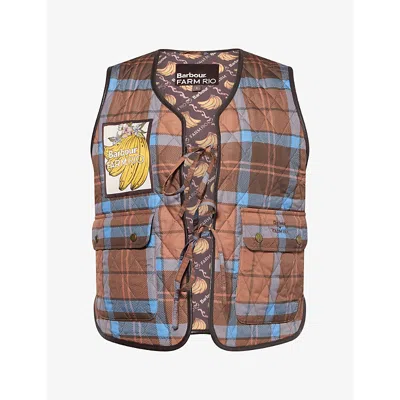 Barbour Womens  X Farm Rio Fernanda Liner Quilted Shell Gilet In Tropical/brown Banana