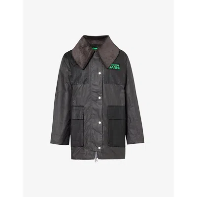 Barbour Ganni Waxed Duffle Coat In Charcoal