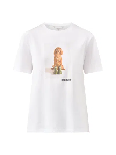 Barbour Bedale Cotton T Shirt With Print In White
