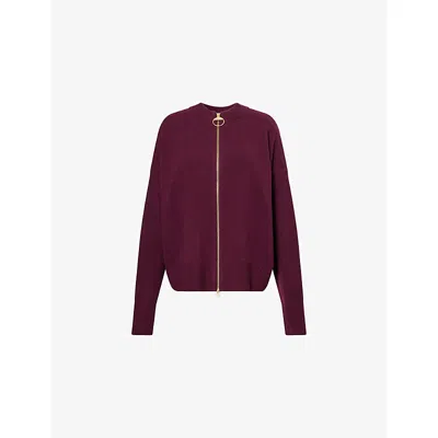 Barbour Womens Black Cherry Leonie Round-neck Wool Jumper In Burgundy
