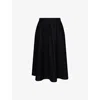 Barbour Womens Black Elsie Flared Cotton And Linen Midi Skirt