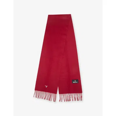 Barbour Womens Brand-embroidered Wool Scarf Biking Red