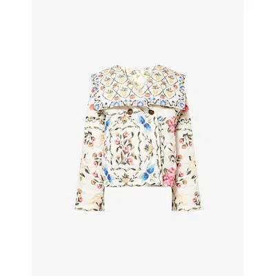 Barbour X Farm Rio Azelia Quilted Jacket In White