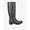 Barbour Womens Dark Green Abbey Rubber Wellington Boots Eur 39 / 6 Uk In Green
