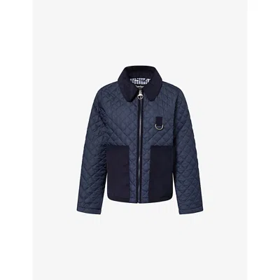 Barbour Womens Dark Navy Aylesby Embroidered-logo Quilted Jacket In Blue