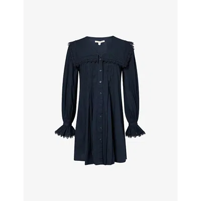 Barbour Womens  Tisbury Embroidered Cotton Mini Dress In Blue