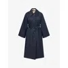 Barbour Womens Dark Navy/hessian Tartan Robyn Belted Cotton-blend Trench Coat