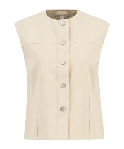 Barbour Womens Daya Denim Waistcoat In Nude