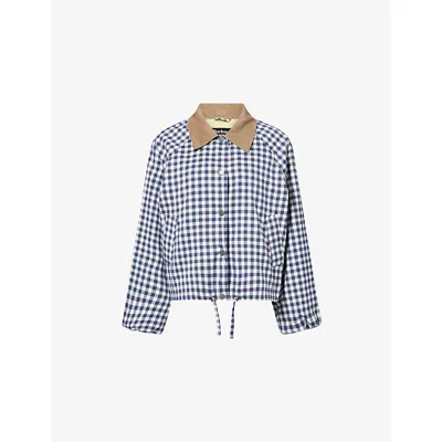 Barbour Womens Gingham Navy/ Neutral Ovingham Gingham Woven Jacket In Multi