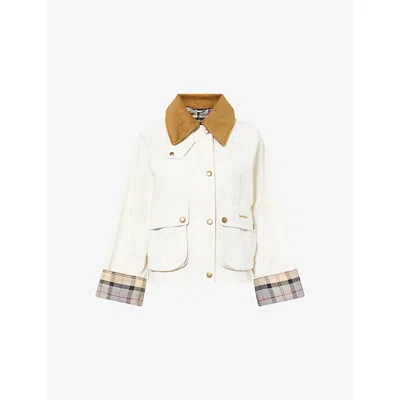 Barbour Womens Light Pearl/dress/beige Beadnell Cropped Cotton Jacket