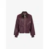 Barbour Shade Of Purple Jacket With A Ribbed Collar In Burgundy
