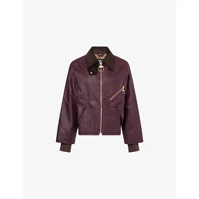 Barbour Womens Merlot/muted Tartan Arlene Relaxed-fit Waxed-cotton Jacket