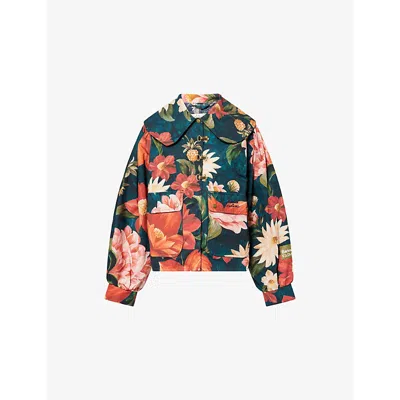 Barbour Womens Navy Wildflower/flower  X Farm Rio Wildflower Cotton Jacket In Multi