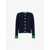 Barbour Womens  The Edit By Alexa Chung Cable-knit Wool Cardigan In Nero Navy