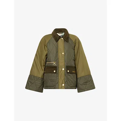 BARBOUR WOMENS OLIVE/DARK MOSS MARTHA QUILTED SHELL JACKET