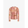 Barbour X Farm Rio Thalita Abstract Tartan Knit Top In Animal Print