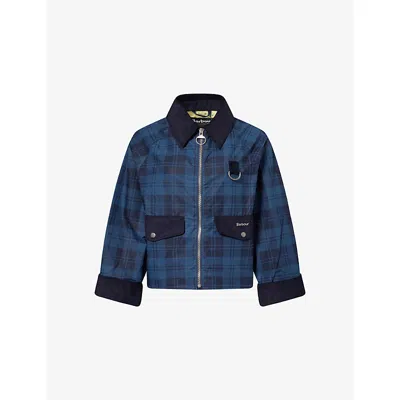 Barbour Womens Weathered Marine Baiton Check Cotton Jacket In Blue
