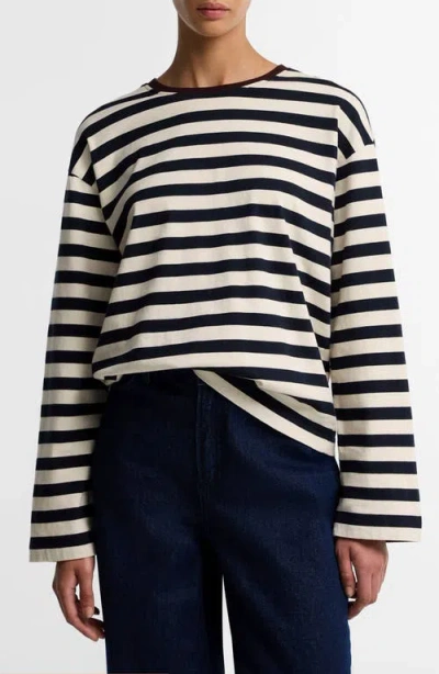 Barbour Woodhouse Striped Long Sleeve Cotton Top In Blue