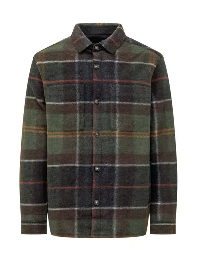 Barbour Woodlane Tail Brush Tartan Overshirt In Black